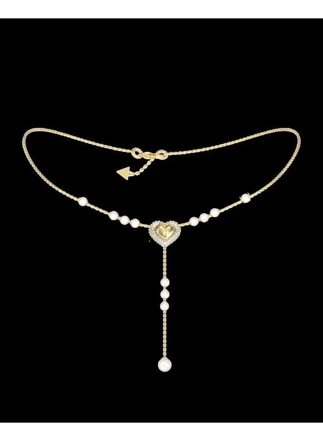 جس Pave Heart Y Chain Necklace